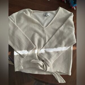 Madewell Cream V-Neck Top Soft Knit